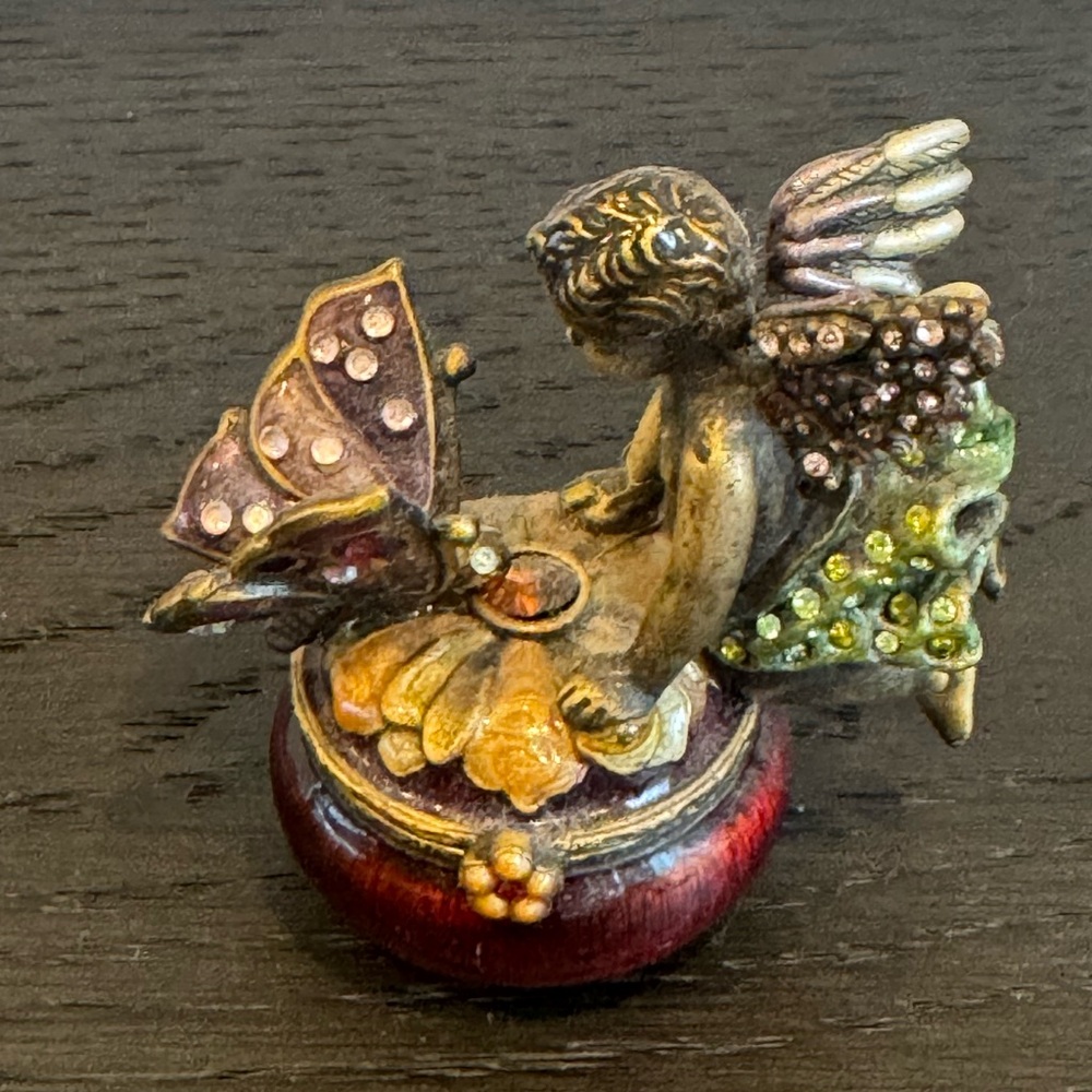 Jay Strongwater Angel Cherub Fairy Trinket Box Swarovski Crystals